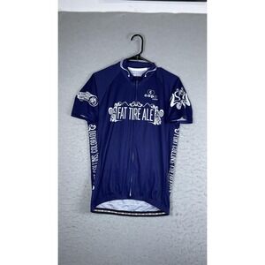Capo Fat Tire Ale Cycling Jersey Mens Large Blue‎ Full Zip Beer Shirt Colorado